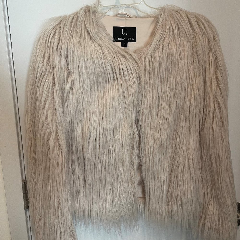 Unreal Dream Fur Jacket in Nude (XS)